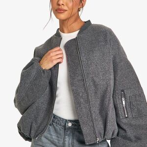 Zara Gray Bomber Jacket
